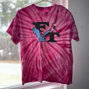 Tie-Dye Pink Short Sleeve Tee with Eagle Graphic